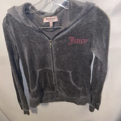 Grey Velour Juicy Couture zip up hoodie Women’s Medium Scottie **Read - Image 1 of 4