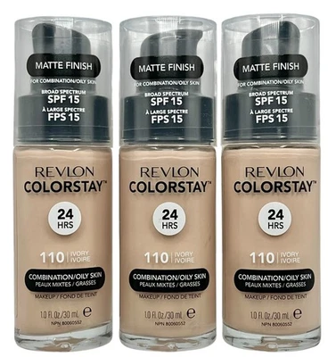 3X Revlon ColorStay 24HRS Foundation Combination / Oily Skin 110 Ivory - Image 1 of 3