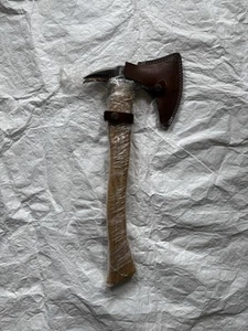 Handmade Carbon Steel Viking Tomahawk Axe – Skull-Etched Design. W Sheath - Picture 1 of 3
