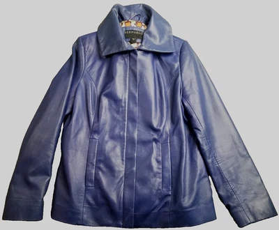 Bernando Leather Jacket Womens M Purple Collared Moto Soft Lined Classic Vtg Y2K - Image 1 of 4