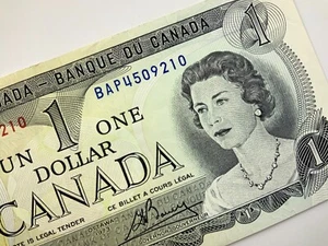 1973 Kanada One 1 Dollar zirkulierte Banknote BAP Präfix Crow Bouey Z575 - Bild 1 von 11