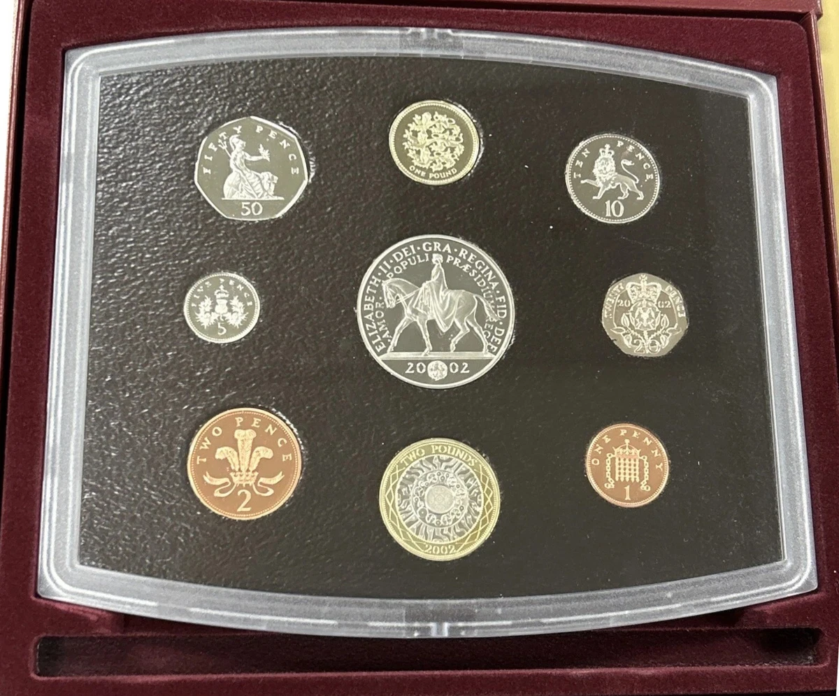 コレクション EURO COIN COLLECTION-UNITED KINGDOM 2002 2002 United Kingdom - Proof Pattern - 9 Coin Euro Set - Low Issue