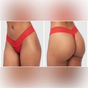 Frederick's of Hollywood Abby Rose Red Mesh Thong Panties Sz L NEW - Picture 1 of 5
