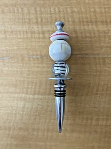 Handmade Art Glass Wine Stopper Stainless Steel - Picture 1 of 4