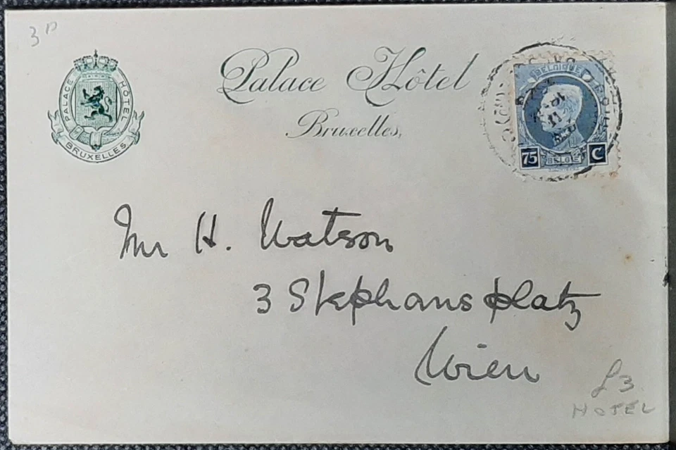 (BEL-213) BELGIUM 1925 envelope with stamp SG315 Palace Hotel Brussels to Vienna - Image 1 of 1