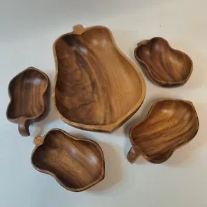 Vintage Monkey Pod Set Holz geschnitzt Schale Schale Landhaus Made in Philippines - Bild 1 von 8