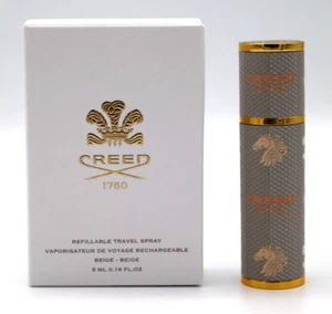 Creed Leather Atomizer Gray / Tan / Gold 5ml MAGNETIC CAP Fast by Finescents - Picture 1 of 14