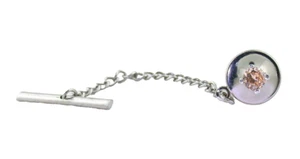 4mm Round Natural Imperial Topaz Gem Sterling Silver Tie Tack ESTT185/2925 - Picture 1 of 2