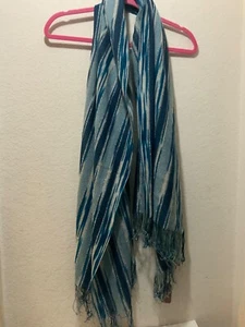 New Missoni Blue Multi Wool Blend XL Women Fringe Scarf/Wrap - Picture 1 of 6