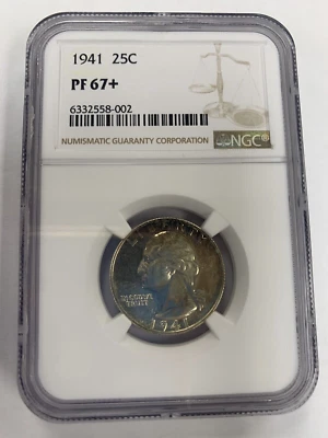 1941 Washington Quarter ~ NGC MS 67+ ~ Nicely Toned ~ 90% Silver - Image 1 of 4