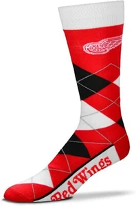 Detroit Red Wings Hockey Red White & Black Argyle Lineup Deuce Crew Socks - Picture 1 of 1
