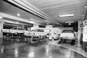 1959 Buick service department bays a 55 Roadmaster on lift 8 x 10 photograph - Picture 1 of 1