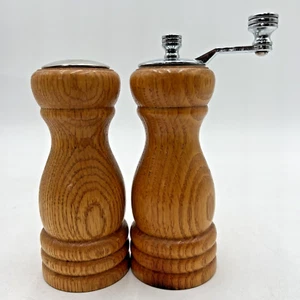 Vtg Olde Thompson Wooden Pepper Grinder Mill and Salt Shaker Sheffield Steel - Picture 1 of 6