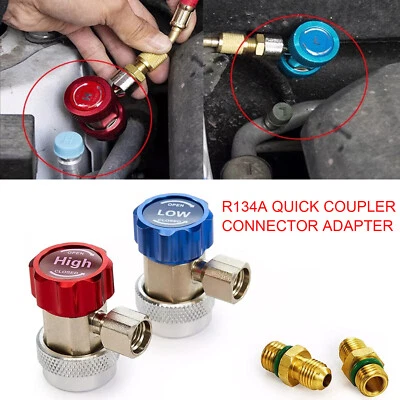 A/C R134A Acoplador Rápido Conector Adaptadores Colector Alto/Bajo Calibre de CA Juego Automático Foto 1 de 4