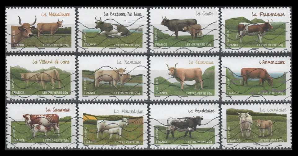 France 4570-81 Cattle Breeds of France (2014) (12 USED Stamps) - Image 1 of 1