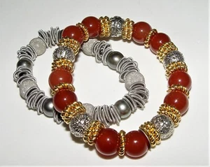 Pulseras elásticas de cuentas MILOR ITALY, S. acero/plata (Juego de 2) - Imagen 1 de 5