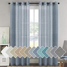  Natural Linen Blended Window Curtain Panels - Light 52"W x 96"L Denim