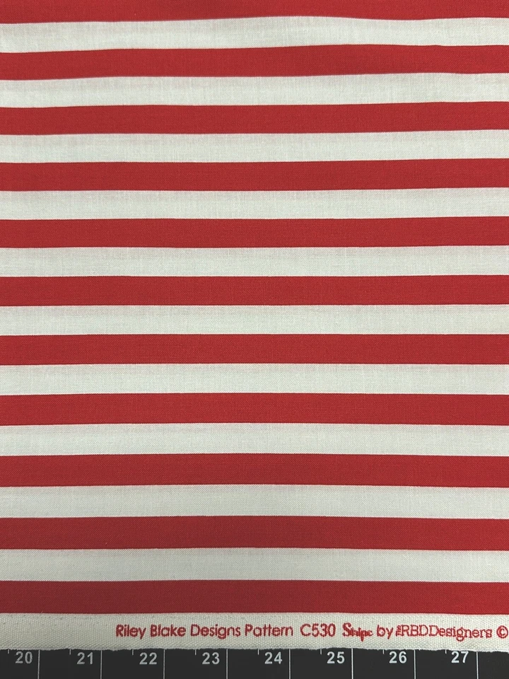 Tina SCRAP 9"x21" Red White Christmas Peppermint Stripe Patriotic Fabric Cotton - Image 1 of 1