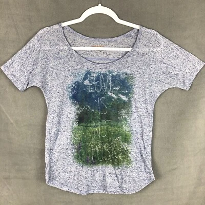 Camiseta Arizona Mujer Pequeña Azul Love Is Not Lost Gráfico Logo Manga Dolman Foto 1 de 4