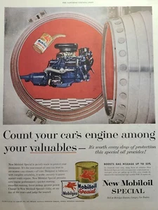 Anuncio impreso vintage 1955 Mobiloil Mobilgas rojo Pegasus valioso motor de coche en bóveda - Imagen 1 de 7