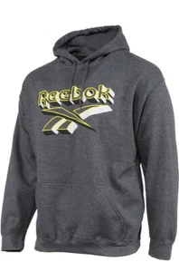 Reebok Men's Stacked Vector Super Soft Pullover Hoodie Size L Gray And Yellow - Picture 1 of 4