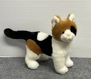 Auswella Cat 9" Plush White Brown Black Stuffed Animal - Picture 1 of 6