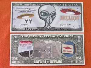 AREA 51, Nevada, alieni extraterrestri ~ $1.000.000 banconota da un milione di dollari - Foto 1 di 2