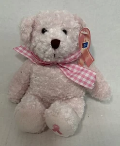 Plushland Breast Cancer Awareness Faith Bear Plush Pink 8” Vintage 2000 - Picture 1 of 7