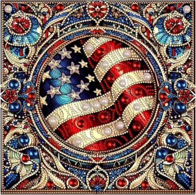 Diamond Art Painting Kits for Adults, 5D American Flag Special Shape Diamond Art