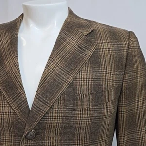 FLAWS Needs Repair Canali Blazer Cashmere Blend Glenplaid Mens Size 38 Jacket - Picture 1 of 15