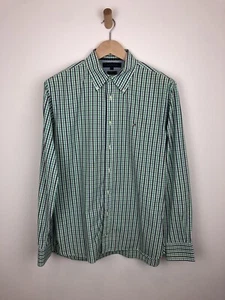 Camisa Tommy Hilfiger L Cuadros Verde Y Azul Años 80 Dos Capas Algodón Ajuste Personalizado - Imagen 1 de 9