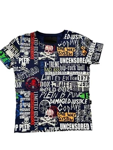 Philipp Plein Homme Dark Blue Graphic Men’s T-shirt Size XXL Mint Condition - Picture 1 of 16