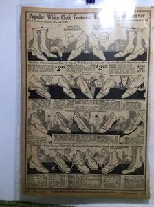 1918 Antique Montgomery Ward Catalog Page White Cloth Shoes - Picture 1 of 3