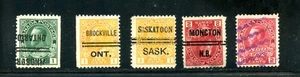 LOT 30916 USED FIVE PRECANCELS CANADA - Picture 1 of 1