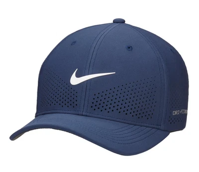 Nike Dri-Fit ADV Rise Structured Swoosh Flex Cap Hat Navy S/M Adult FB5633-410 - Image 1 of 4