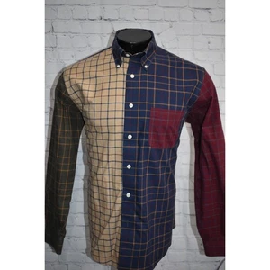 Brooks Brothers Dress Shirt Regent Mens Size Large Tan Blue Green Maroon Plaid - Picture 1 of 8
