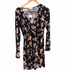 Gilli Damen Kleid schwarz Blumen Rüschen Farbe Wickeloptik Größe L Büro Business - Bild 1 von 18