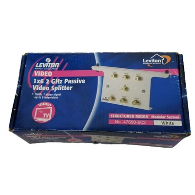 Leviton 1x6 2GHz Passive Video Splitter Module 47690-6C2 White NIB Cable Coaxial - Image 1 of 4