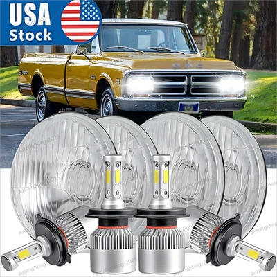 Круглые светодиодные фары IP67 для GMC C15/C1500 1961-1972 Pickup C2500 5,75 дюйма 5-3/4 дюйма - Изображение 1 из 4