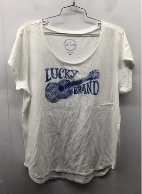Lucky Brand White Blue Guitar Graphic Tri-Blend T-Shirt Women's XXL - Image 1 of 4