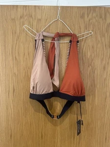 Figleaves SQ869 Lightly padded Non Wired Halterneck Bikini Top Nude/Tan/Navy 22 - Picture 1 of 4