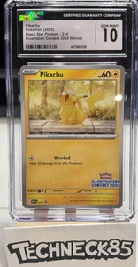 Pikachu 214 Black Star Promo Ilustración Concurso 2024 Ganador CGC 10 GEMA COMO NUEVO - Imagen 1 de 3