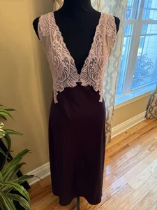 NATORI Chemise Lencería Nighty Púrpura Encaje Satinado Vestido Sin Mangas Para Mujer’s Talla M - Imagen 1 de 14