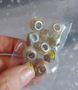vintage loose beads qty 10 Pandora Murano charm style sterling 925 asst yellow - Picture 1 of 4