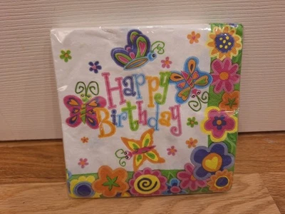 Servilletas de papel florales de 20 quilates para feliz cumpleaños mariposa jardín fiesta 6,5 pulgadas Foto 1 de 2