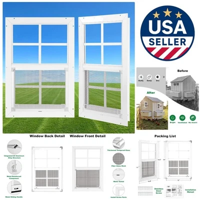 Paquete de 2 ventanas de cobertizo de montaje empotrado ligeras hágalo usted mismo - Fácil instalación y seguridad Foto 1 de 4