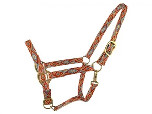 Halter de nailon con estampado navajo naranja y azul Showman - Imagen 1 de 1