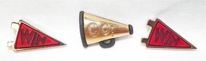 3 Cheerleading Buttons Win Go Megaphone Pennant Plastic School Cute Kids Clothes - Picture 1 of 2