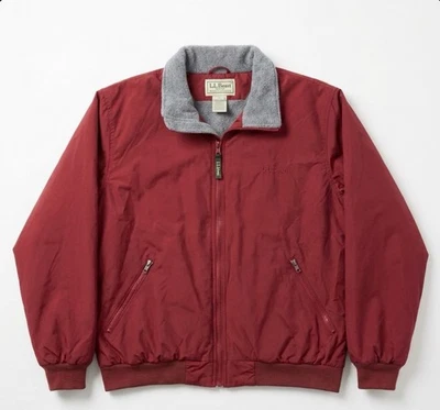 LL Bean Fleece Lined Insulated Jacket Mens Size L Large Red Thinsulate - Image 1 of 4
