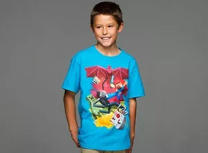 AUTENTICA MAGLIETTA MINECRAFT SAMCUBE BATTLE YOUTH STEVE CREEPER DRAGON SHIRT S-XL - Foto 1 di 2